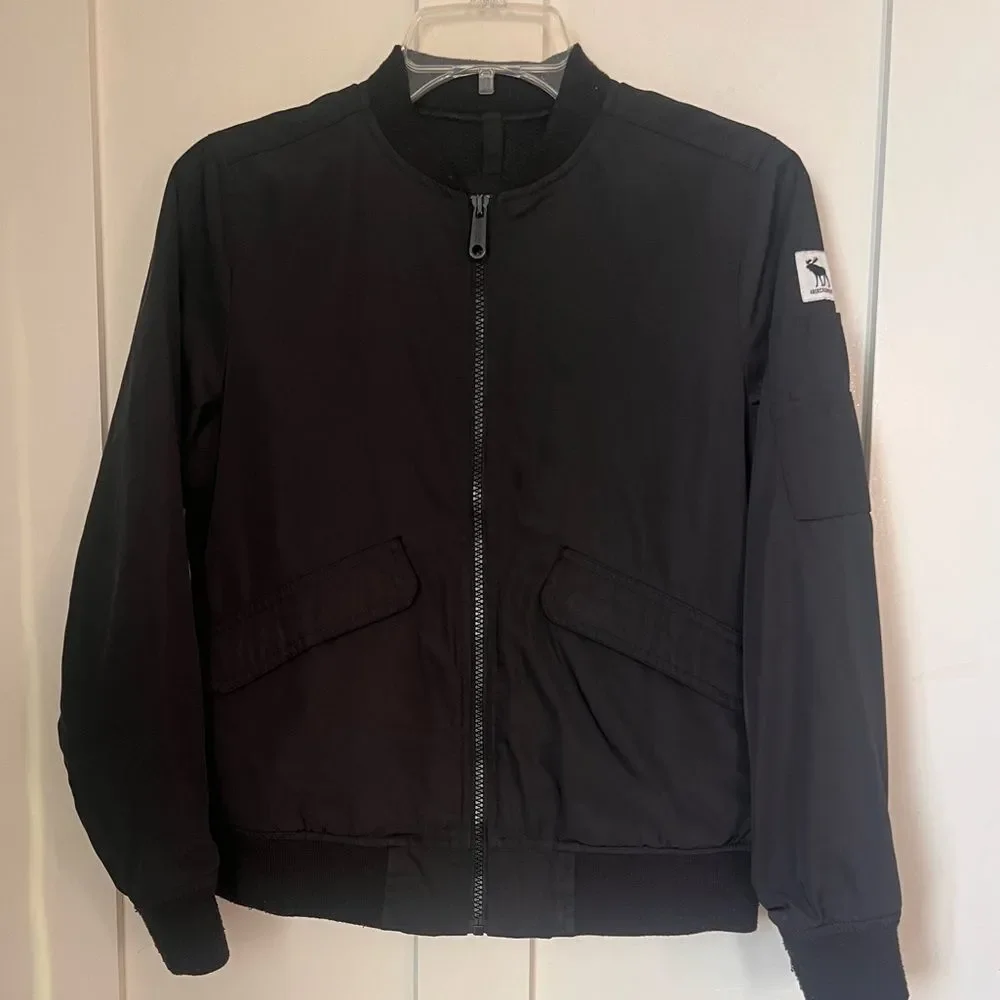 Abercrombie & Fitch Kids Boys Bomber Black Jacket Sz 11/12 (unisex)